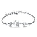 Fashion Jewelry Lovely Wholesale Cz Quartz Crystal Zircon Bracelet S925 Silver Two Star Design Women Charm Bracelet
