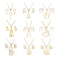 New Cartoon Cute Animal Pendant Necklace Non Tarnish Stainless Steel Earring Necklace Hollow Cat Jewelry Set Gifts for Women