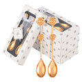 Exquisite Promotional Gifts Delicate Couple Gold and Silver Four-leaf Clover Coffee Spoon Rose Dessert Decorative Spoons