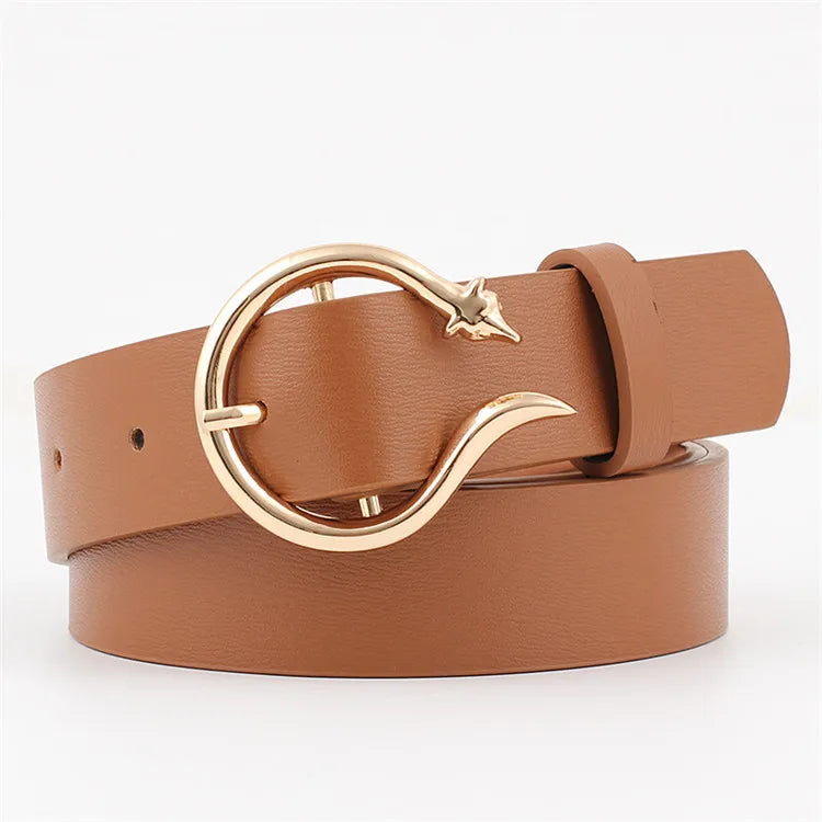 2020 New Spot Hot Sale Women's Belt Trend Fashion Pants Belt Decoration Wide Belt Multi Color Alloy Sun Buckle