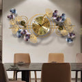 Creative Home Decorative Modern Luxury Ginkgo Biloba Wall Clock Single Face Iron Abstract Needle for Living Room Office Shop