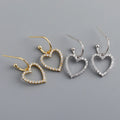 New Fashion Jewelry S925 Sterling Silver CZ Heart Love Pendant Earrings for Women EH1352