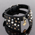 Luxury Custom Pearl Decoration Microfiber Leather Collar Pet Wholesale Luxury Dog Collar for Walking Party Small Medium Large