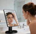 Wholesale Portable LED Makeup Mirror with Touch Screen 16 Lights Folding Cosmetic Mirror Dimmable & Rechargeable