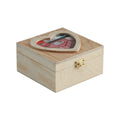 Unfinished Wooden Box with Heart Window Square Wood Boxes with Photo Frame Gold Clasp Wooden Packaging Box for Gifts Keepsakes