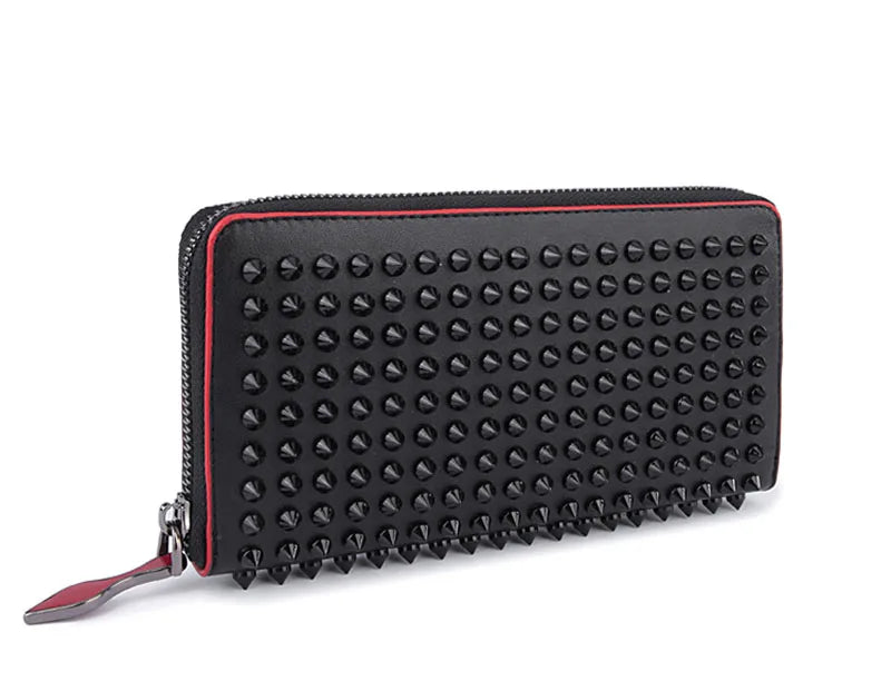Rivet Female Bag Leather Fashion Long Zipper Large Capacity Anti-Steal Anti-Wolf Purse Hand Bag Card Holder Casual Wallets