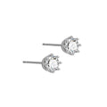 Eight Claw Setting Zircon Crown Shaped Silver Stud Earrings 925 Sterling Silver Earrings