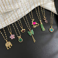 G642 Jewelry Titanium Steel Chain Copper Pendant Butterfly Heart Gold Plated Clavicle Necklace for Women