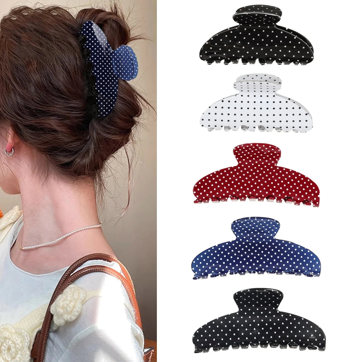 Polka Dot Hair Claw Clips for Women Polka Dots Claw Clips Hair Clips for Thick Hair Non Slip Strong Hold Clamps Ideal Gift