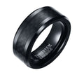 POYA Jewelry 8mm Black Tungsten Ring Inlaid Black Carbon Fiber One Piece MOQ