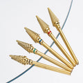 Coniacal Shape Nail Bit Shiny Gold YAQIN Drill Bit Nail Wholesale Remove Acrylic Tungsten Carbide Nail Drill Bit