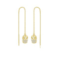 S925 Statement Earrings Owl Shape 18K Gold Plated Long Pendant Dangle Earrings 925 Silver
