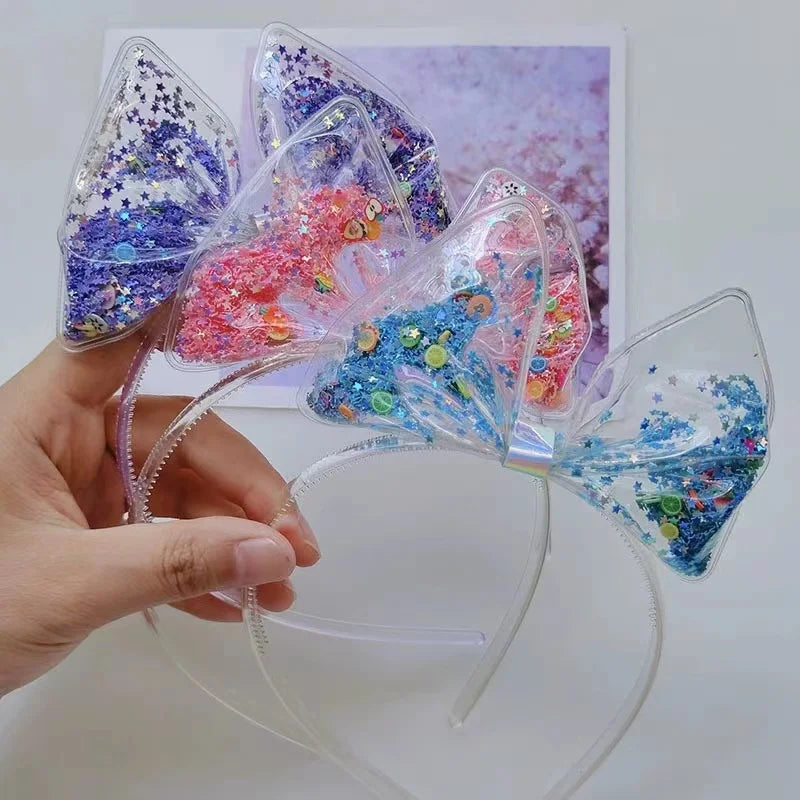 CN Candy Glitter Star Hairband Princess Sequin Transparent Shaker Headband for Kids Girls