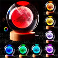 EU Luxury Modern Fairy Carved Crystal Ball with LED Base 3D Laser Engraved Moon Design Night Light EURAN Brand 60mm/80mm