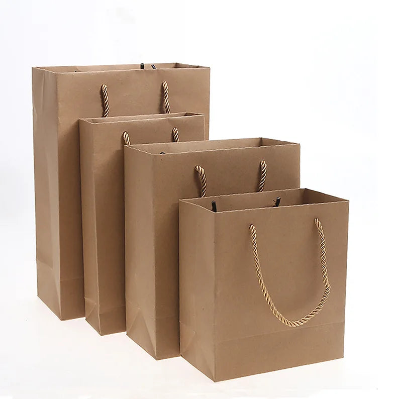 Customized Design Printed Kraft Paper Bags with Handles for Clothing and Shoes