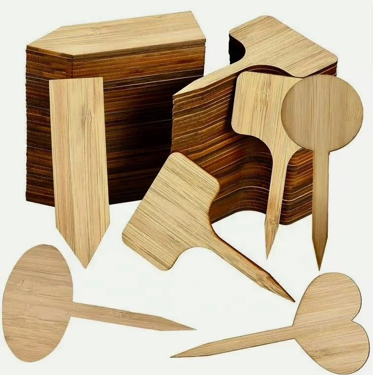 Sharp Shape Bamboo Wooden Plant Labels Simple Style 11mm Width-Yard & Garden Use