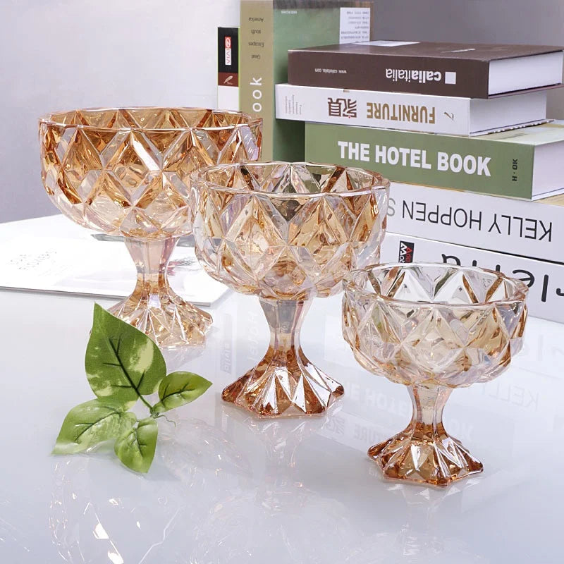 Small Cute Stemmed Clear Ice Cream Cup Glass Dessert Bowls for Fruit Nuts
