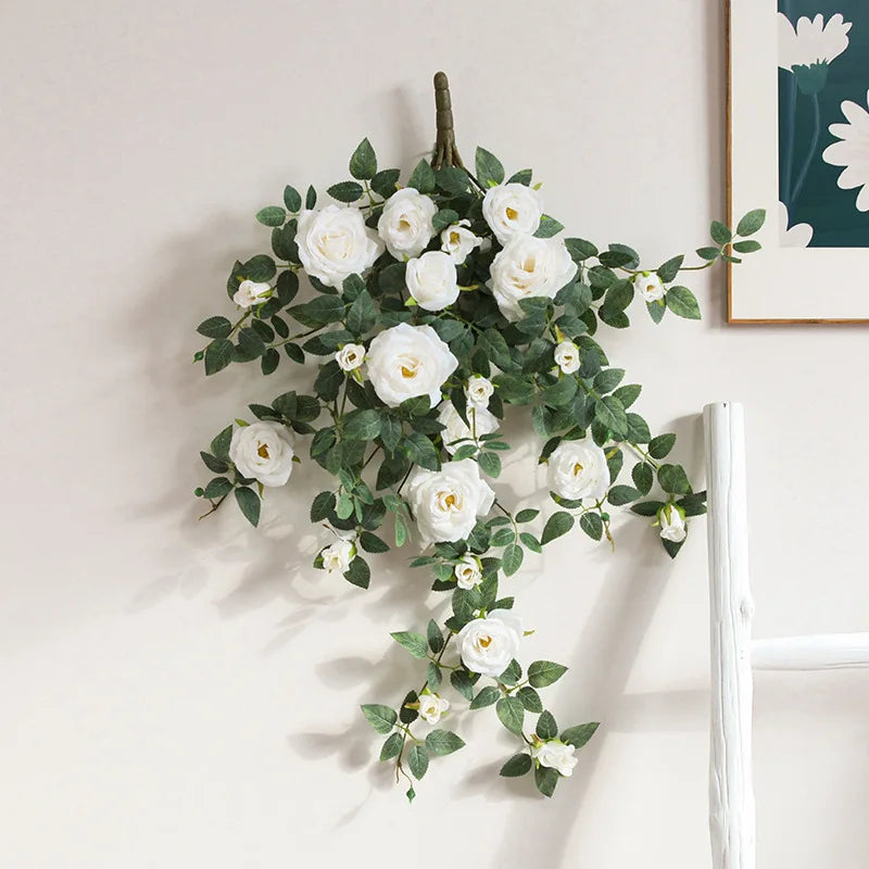 High End Artificial  Rose Wall Hanging Rattan Strips for Interior Decoration  Flower Material