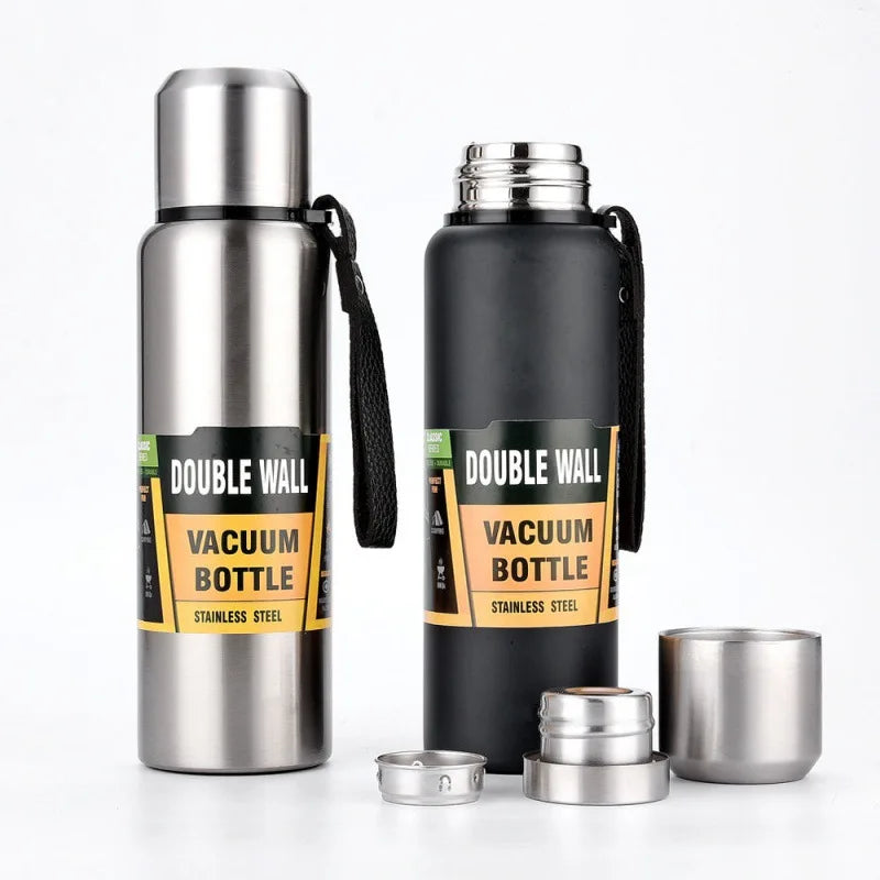 1L Classic Vacuum Insulated Wide Mouth Beverage Double Wall Stainless Steel Water Bottle with Lid