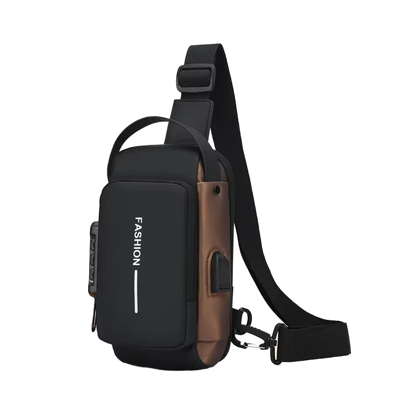 2025 New Men's Casual PC Waist Bag Crossbody Chest Bag with Zipper Closure and USB Feature Fashionable Design for Wholesale
