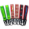 Promotion Cheap Custom Souvenir Jettag  Strap Key Ring Woven Key Tag Cartoon Anime Fabric Embroidered Keychain