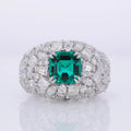 Luxury Lab Emerald  Stone Ladys Christmas Gifts with Asscher Cut  Lab Emerald & pink Tourmaline & Moissanite Stone Ring