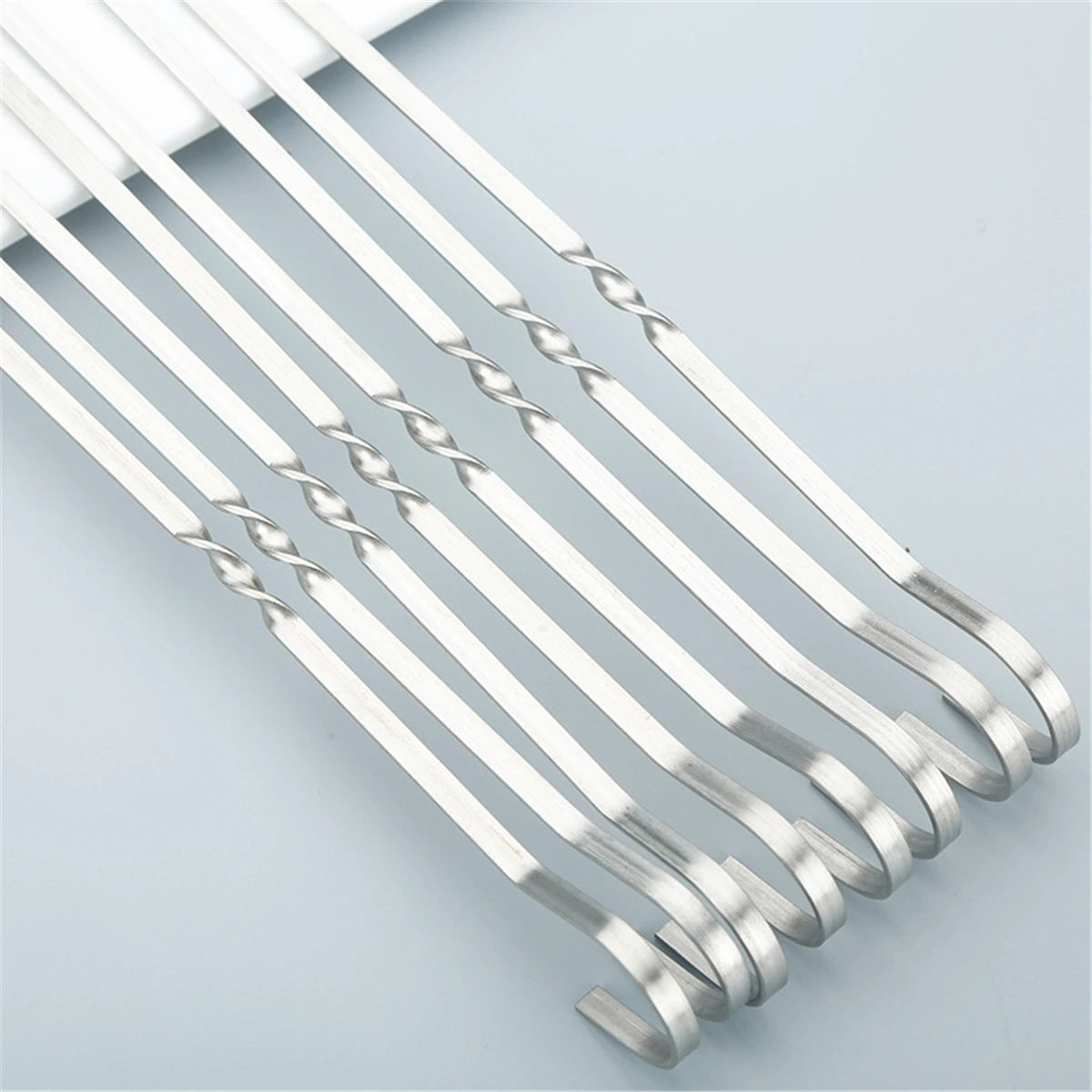 Kabob Skewers Flat Metal BBQ Barbecue Skewer Stainless Steel Shish Kebob Sticks 40CM