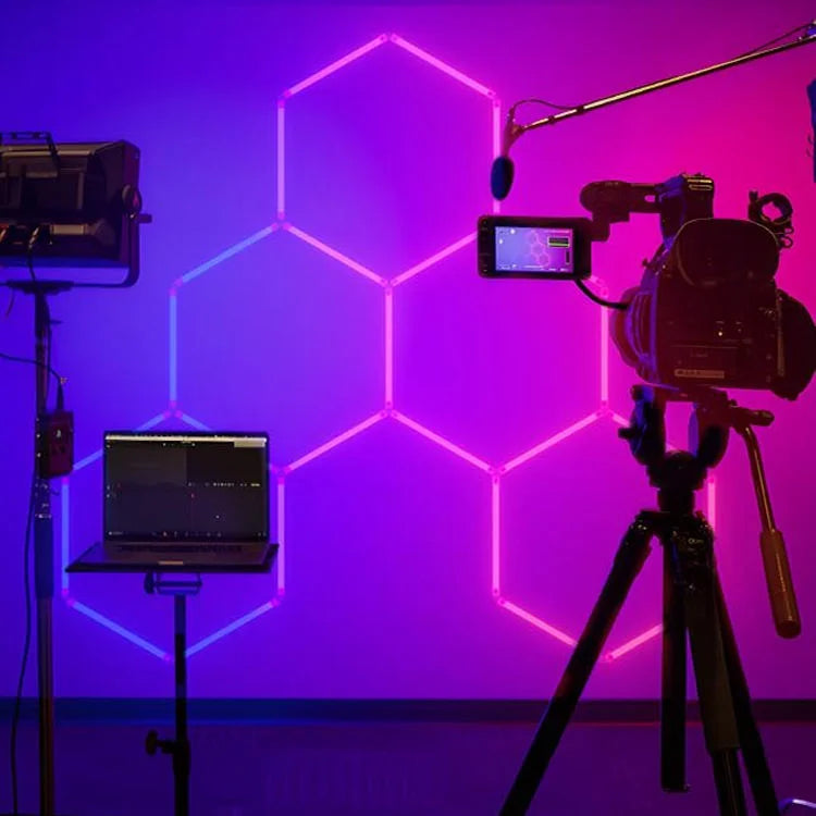 Commercial Rgb Hex Gym Bar Garage Lighting Modern Hexagon Ceiling Tube Light Rbg With Remote Control