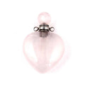 HZ New Rose quartz gemstone silver plated heart shape perfume bottle pendant for necklaces rose quartz heart Jewelry