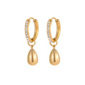 Wholesale Fashion Thick Stainless Steel Droplet Pendant Earrings Vintage Inlaid Cubic Zirconia Earrings Women's Jewelry Gifts