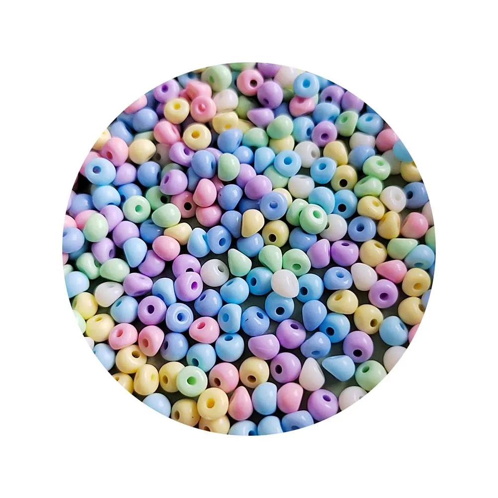 450g/Lot Small Loose Spacer Beads 4MM Assorted Pastel Colors Acrylic Water Drop Seed Beads for Jewelry Making Accessory