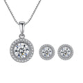 Daidan Necklace Dainty Round Pendant Box Chain Elegant Cubic Zirconia Silver Necklace for Women