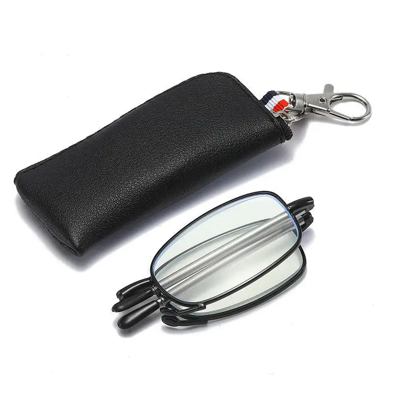 Eugenia Anti-blue Light Elderly Mirror Mini Zipper Bag Telescopic Legs Antenna Foldable Reading Glasses Wholesale Eyewear