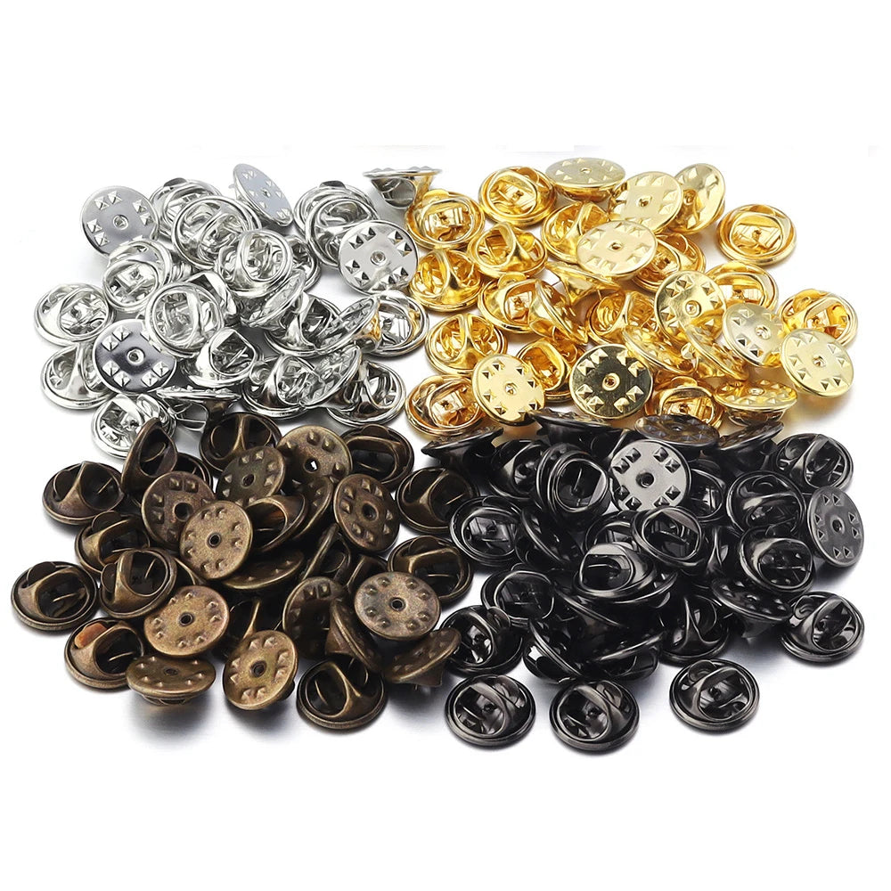 Wholesale Butterfly Clutch Tie Tacks Pin Back Hard Enamel Pins Accessories Brass Metal Pin Keepers Locking Clasp