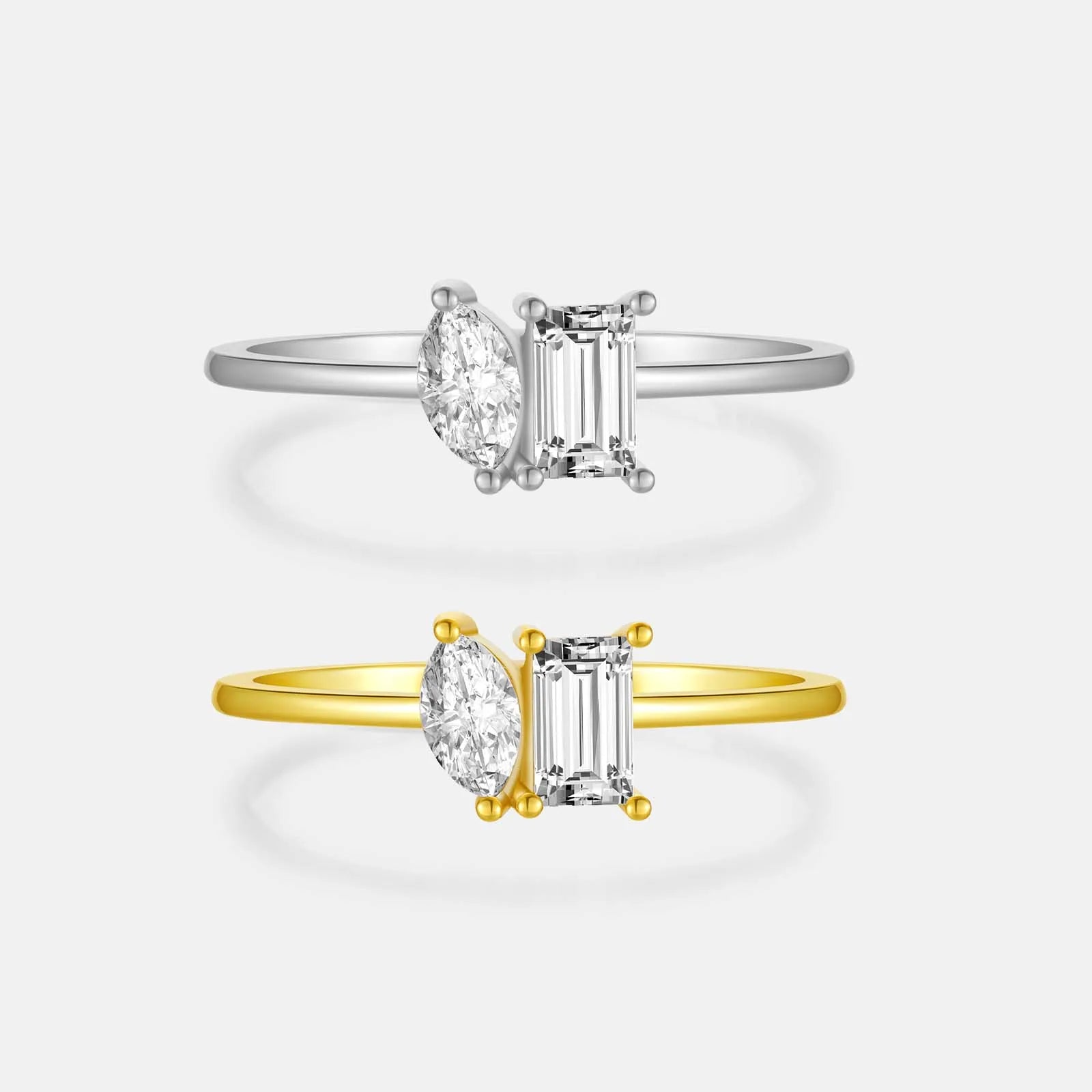 FUAMAY Fashion Minimalist 925 Sterling Silver Ring Simple Cubic Zirconia Ring
