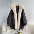 OFTBUY 2023 Women's Loose Goose Jacket Luxury Natural Fox Collar Thick Nylon Lined Coat Casual Streetwear New Winter Collection
