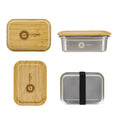 Lihong Custom Logo Bamboo Lunch Box Stainless Steel Bento Lunch Box Microwave Safe Metal Bamboo Fiber Lunch Box for Adults Kids