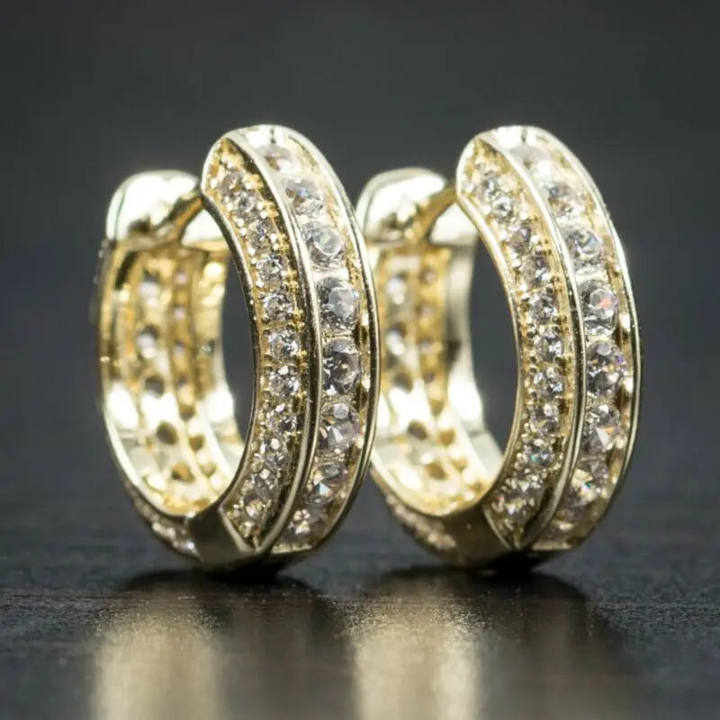 Huitan Unisex Punk Dainty Silver Gold Hoop Earrings Cubic Chunky Earrings Fashion Earrings for Men Women