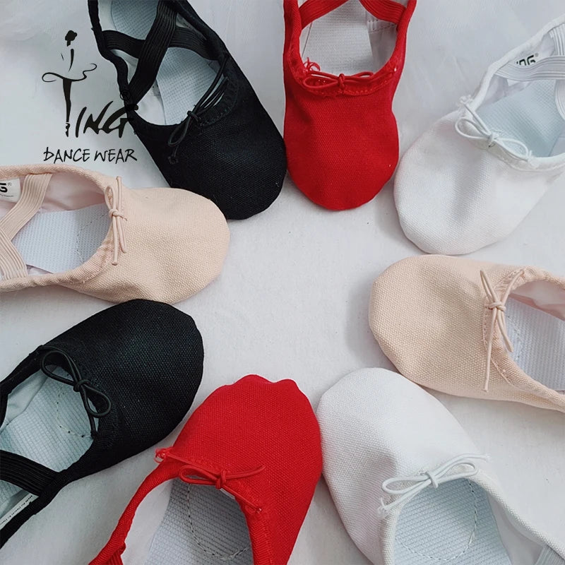 Ting Dance Supplies Customized Color Size Dance Shoes School Wholesale Canvas Ballet slippers Soft Ballet Shoes for Women Girls