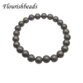 New Fashion Natural Pyrite 8mm Round Beads Bracelet for Men Women