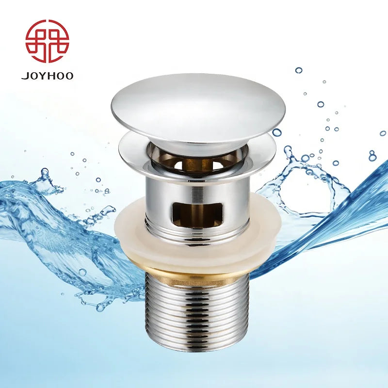 Custom Worldwide Bathroom Sanitary Wash Basin Waste Stainless Steel Chrome Pop-up Basin Drain With Overflow