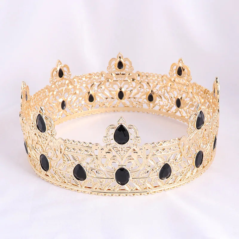Miallo Baroque Queen King Bride Tiaras Crown for Boys Diadema Headdress Prom Bridal Round Crowns