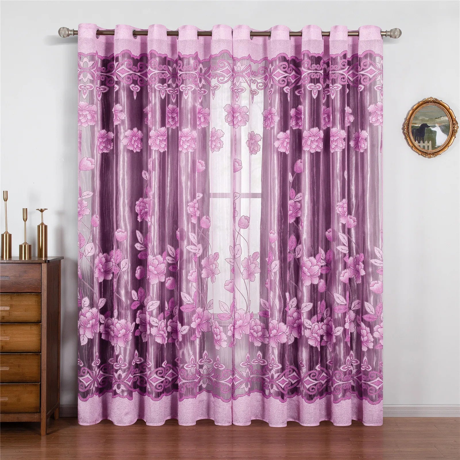 Wholesale Luxury Double Layer Fabric Embroidery Sheer andn Blackout Curtains for Home Decor