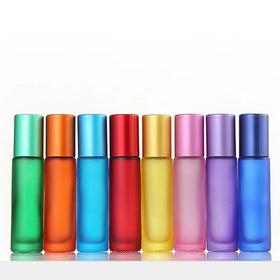 High Quality Colorful 10ml Frosted Glass Roll-On Roller Bottle Set with Screen Printing for Essential Oil & Perfume
