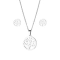 316L Tree of Life Stainless Steel Neck Chain Necklace Earring Set Lucky World Tree Choker Chain Jewelry Sets for Women Girl
