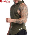 AOLA Casual Sleeveless Men's T-Shirts & Tank Tops Hooded Vests Quick Dry Breathable Spandex/Polyester Gym Fitness Sport Clothing