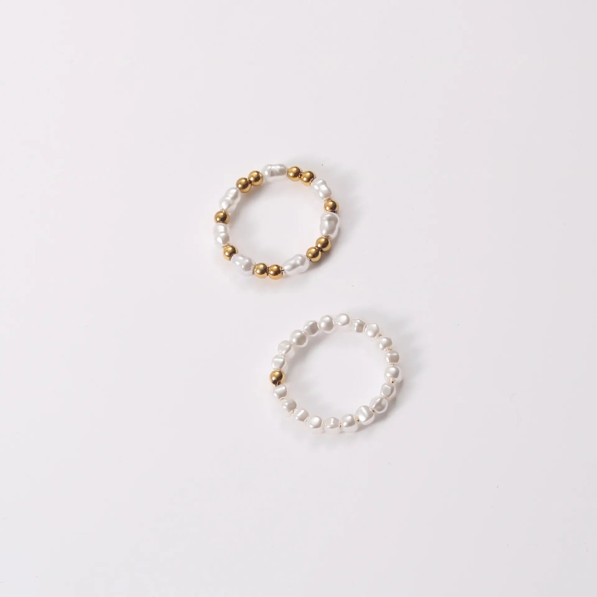 Fenny 18K Gold Plated High End Dainty Elegant Pearl Gold Bead Stainless Steel Ring Gift for Couple Wholesale Jewelry