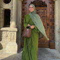 New Fashion Elegant Women Muslim Abaya Plus Size Long Sleeves Lightweight Breathable Solid Color Spring Middle East Dress MegaBDM