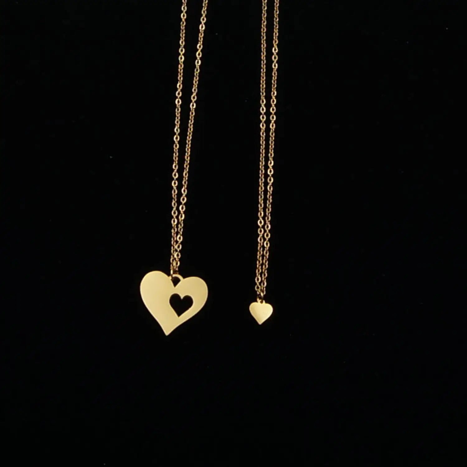 Simple Stainless Steel Heart-shaped Necklace Mother Daughter Necklace Set Gift