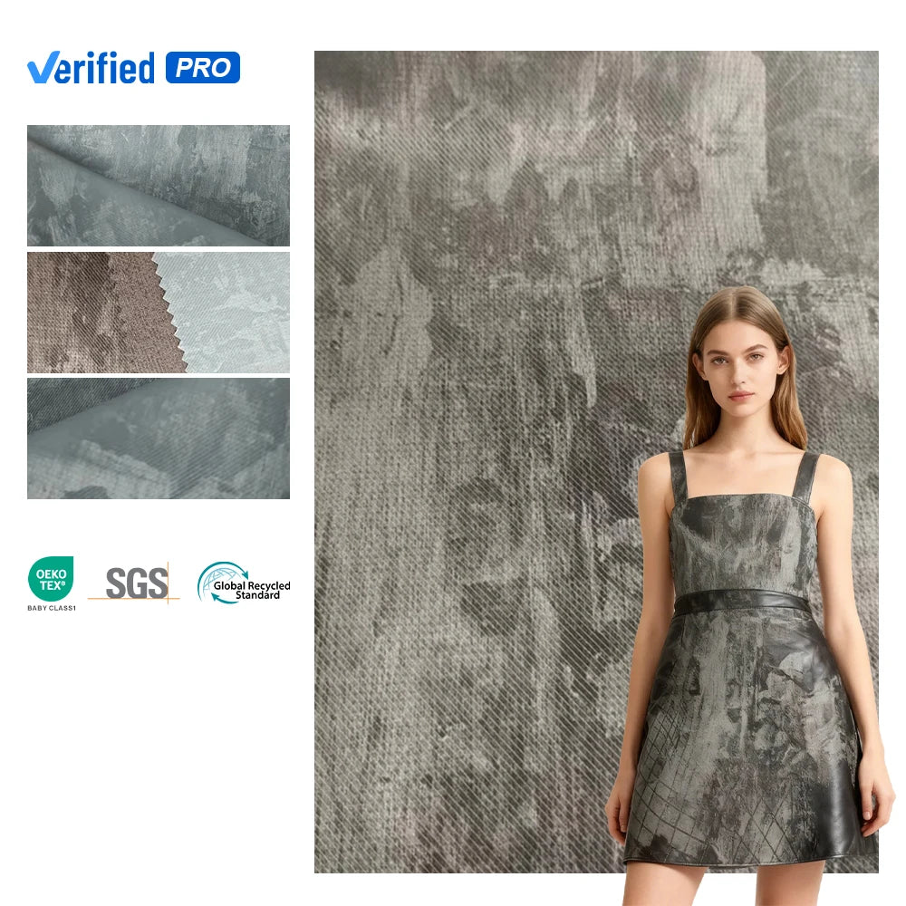 PFAS FREE New Arrival Vegan PU Leather Fabric with Suede Backing Soft Leather for Jackets Dresses Skirts in Black and Blue